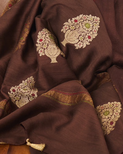 Gulafsha Brown Shibori Matka Georgette Saree
