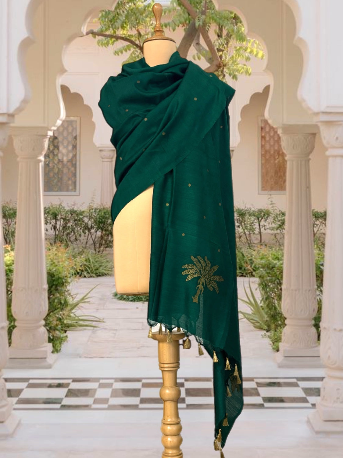 Palm Tree Green Matka Georgette Dupatta