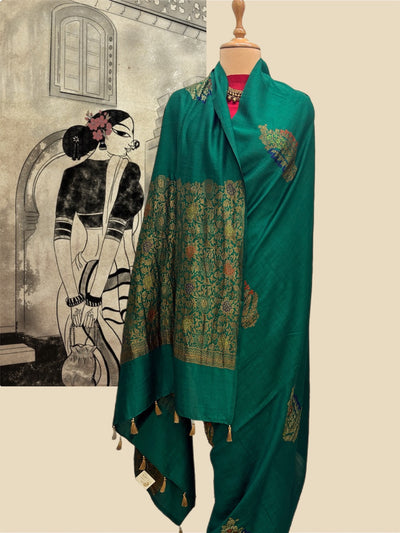 Arzoo Emerald Green Matka Georgette Saree