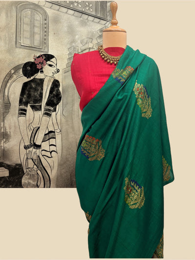 Arzoo Emerald Green Matka Georgette Saree