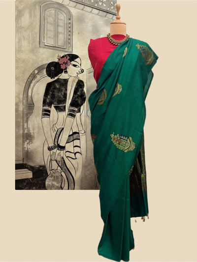 Arzoo Emerald Green Matka Georgette Saree