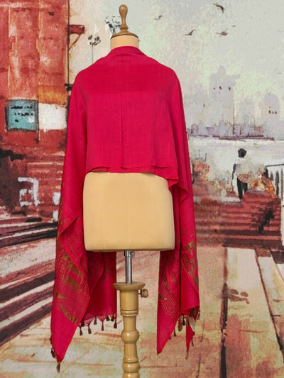 Manikarnika Ghat Palla Fuchsia Matka Georgette Dupatta