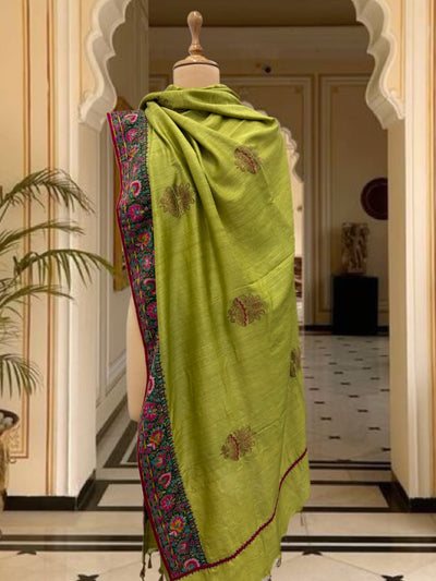 Zanskar Green Kashmiri Jamavar Matka Georgette Dupatta