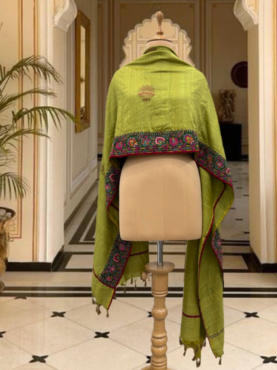 Zanskar Green Kashmiri Jamavar Matka Georgette Dupatta
