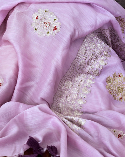 Colosseum Lavender Matka Georgette Saree