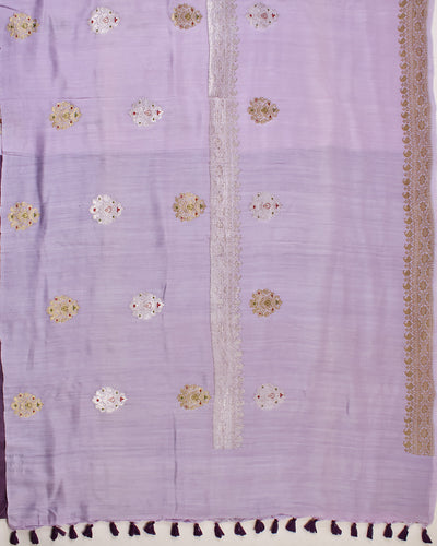 Colosseum Lavender Matka Georgette Saree