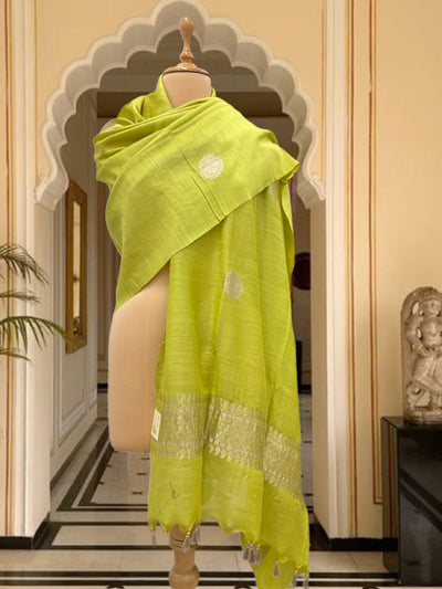 Pesky Lime Green Matka Georgette Dupatta