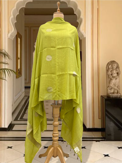 Pesky Lime Green Matka Georgette Dupatta