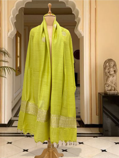 Pesky Lime Green Matka Georgette Dupatta