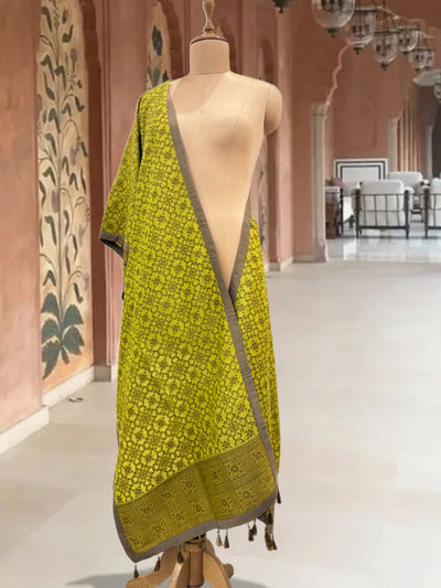 Lemon Sorbet Matka Georgette Stole Dupatta