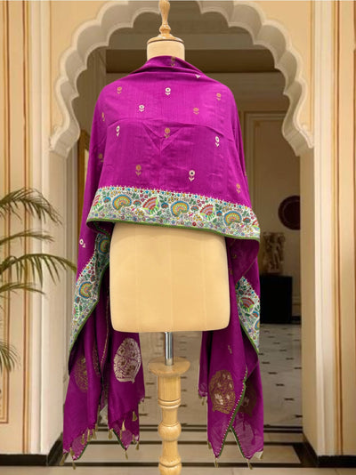 Afreen Jamavar Magenta Matka Georgette Dupatta