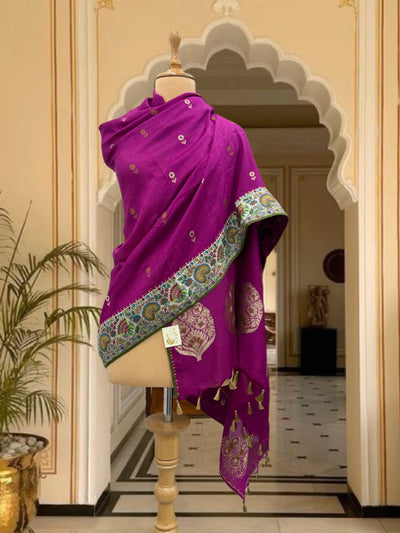 Afreen Jamavar Magenta Matka Georgette Dupatta
