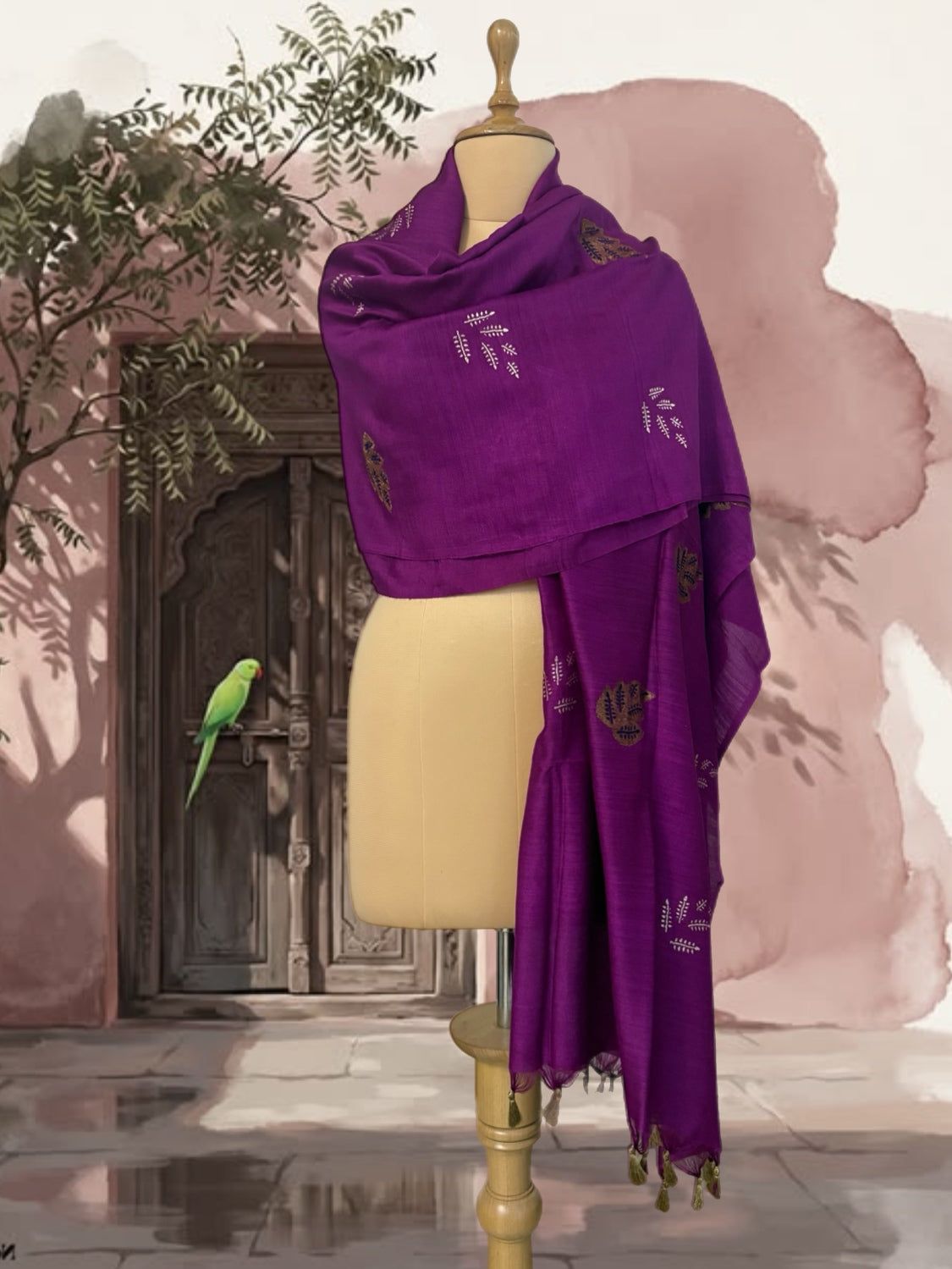 Samode Magenta Matka Georgette Dupatta