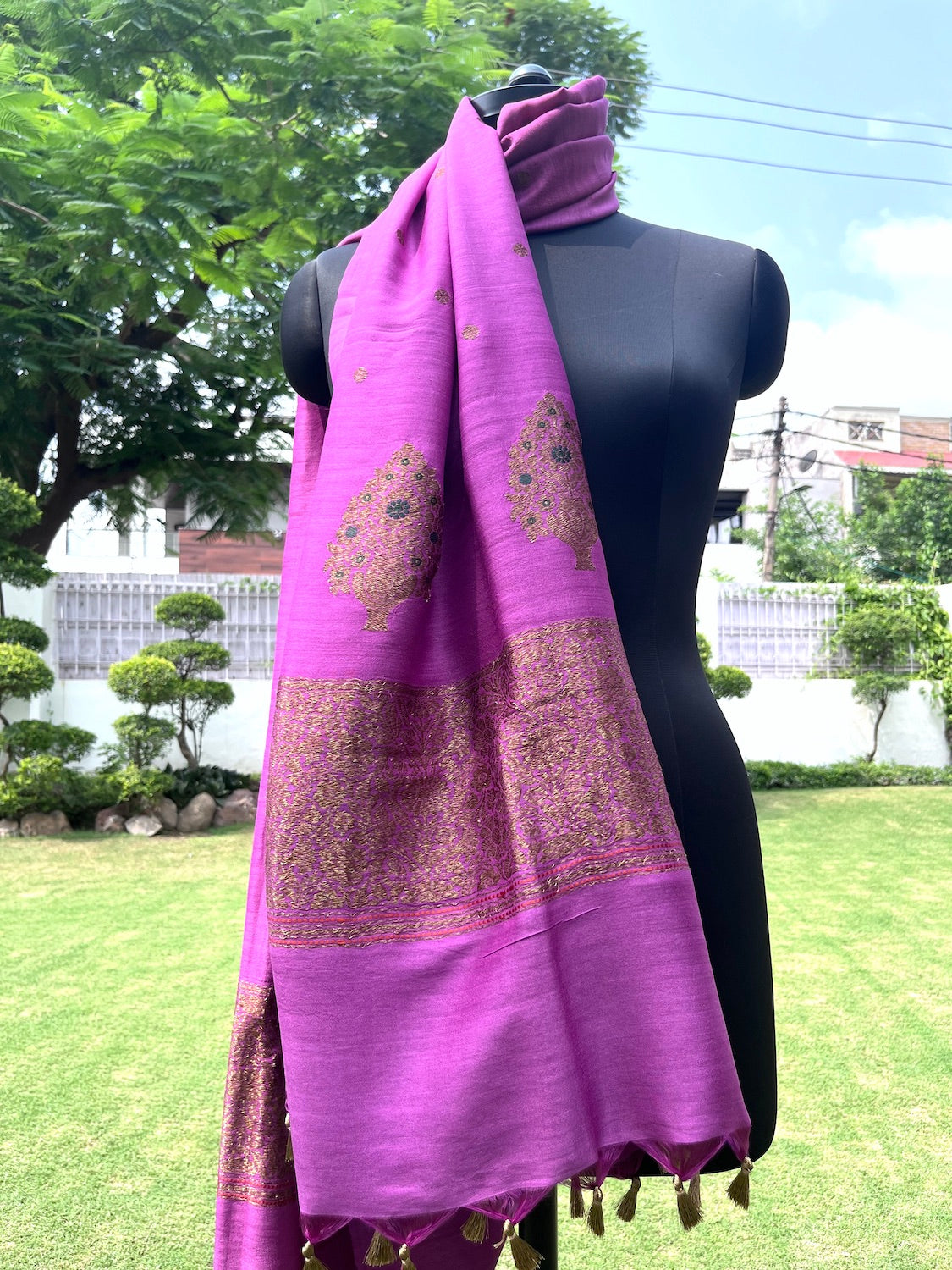 Mauve Lilac Mughal Matka Georgette Dupatta