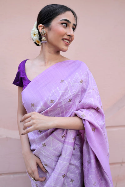 Aaliyah Mauve Shibori Matka Georgette Saree