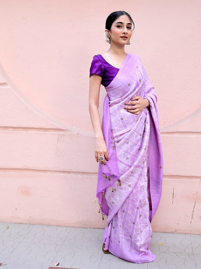 Aaliyah Mauve Shibori Matka Georgette Saree
