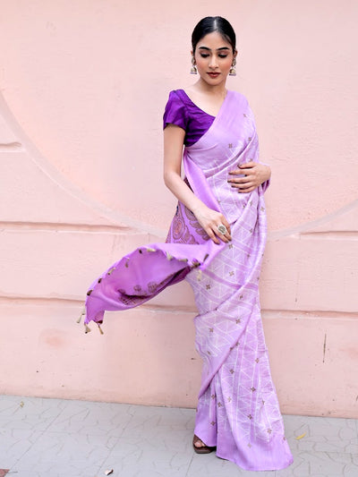 Aaliyah Mauve Shibori Matka Georgette Saree