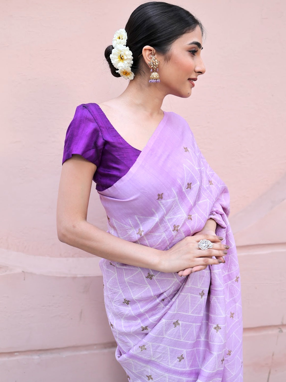 Aaliyah Mauve Shibori Matka Georgette Saree