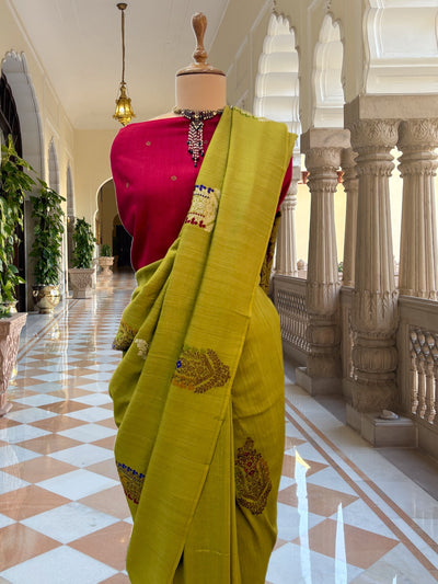 Mewar Mehendi Green Matka Georgette Saree