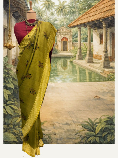 Pushkar Mehendi Green Shibori Matka Georgette Saree