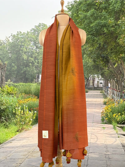 Mustard & Rust Shaded Matka Georgette Dupatta