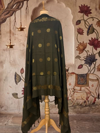 Firdaus Olive Green Matka Georgette Dupatta