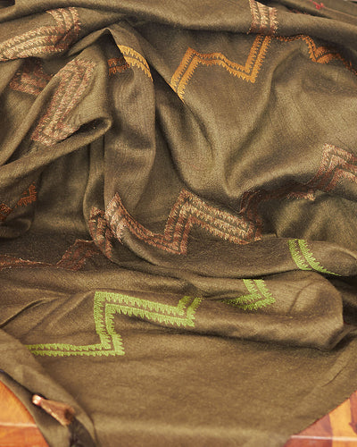 Tamara Olive Chevron Matka Georgette Saree