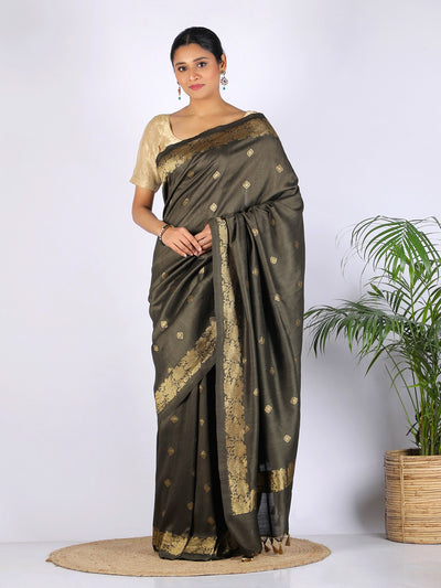 Zahra Olive Green Matka Georgette Saree