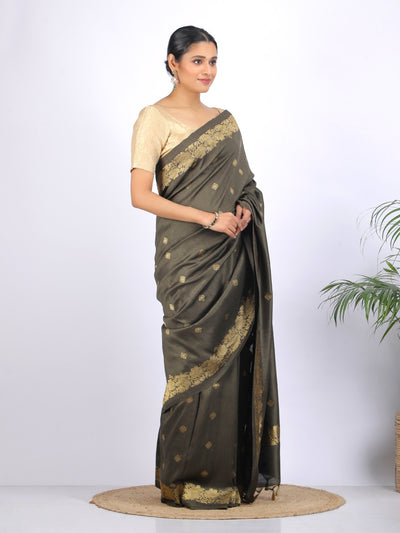 Zahra Olive Green Matka Georgette Saree