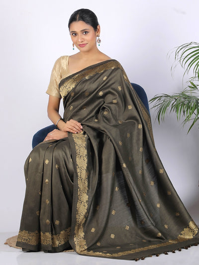 Zahra Olive Green Matka Georgette Saree
