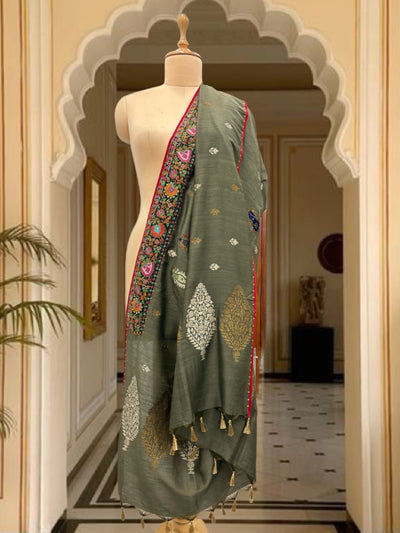 Zanskar Jamavar Olive Matka Georgette Dupatta