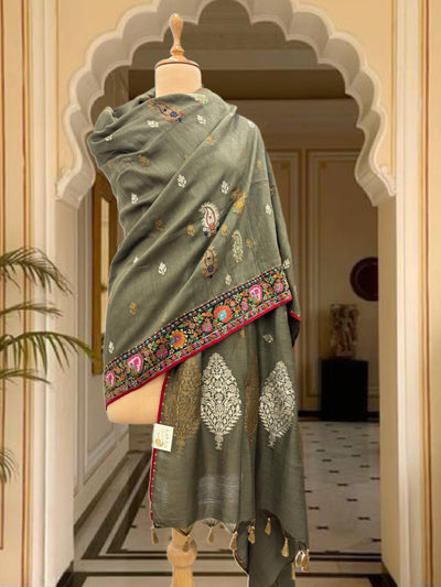 Zanskar Jamavar Olive Matka Georgette Dupatta