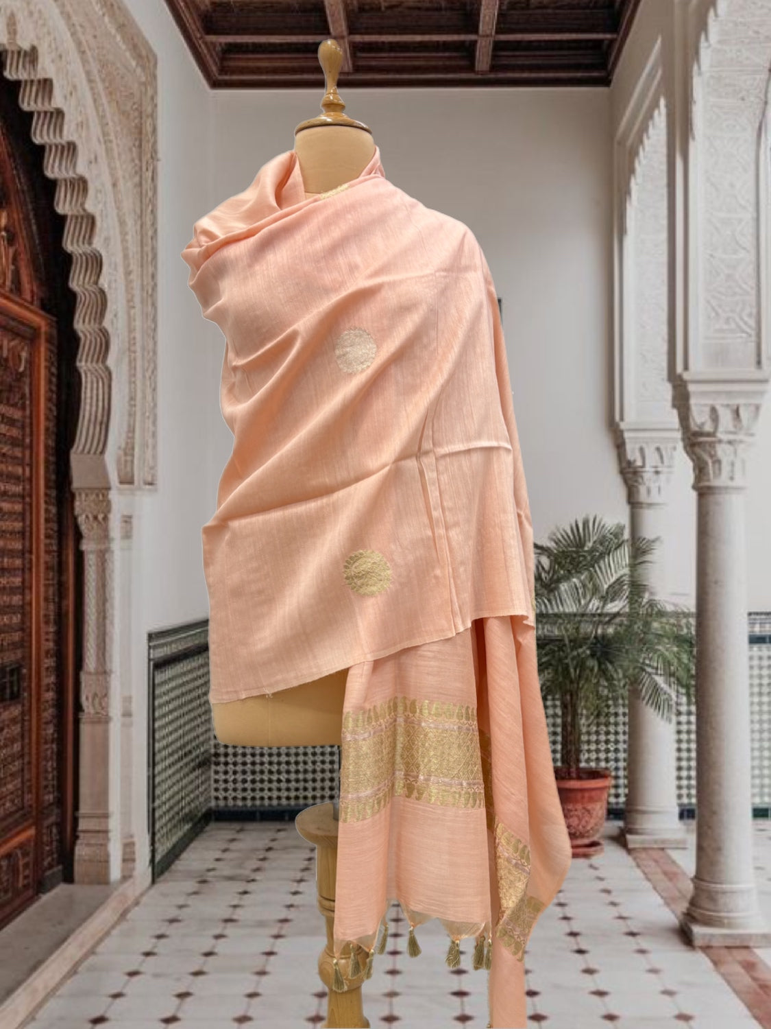 Peach Melba Matka Georgette Dupatta