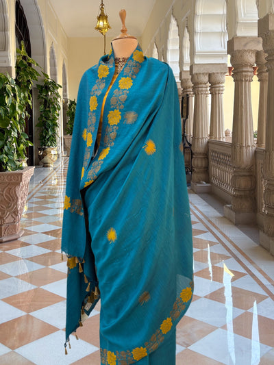 Mayuri Peacock Blue Matka Georgette Saree