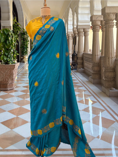 Mayuri Peacock Blue Matka Georgette Saree