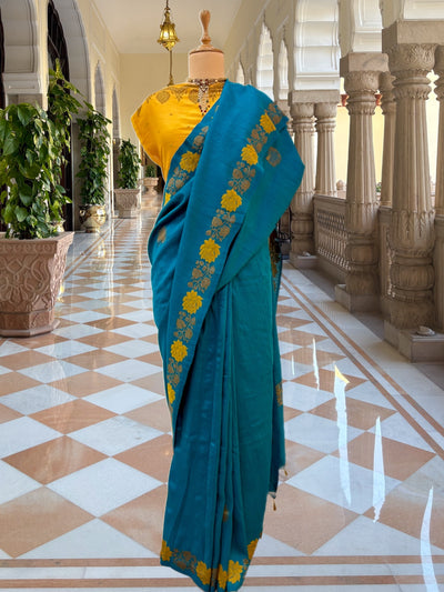 Mayuri Peacock Blue Matka Georgette Saree