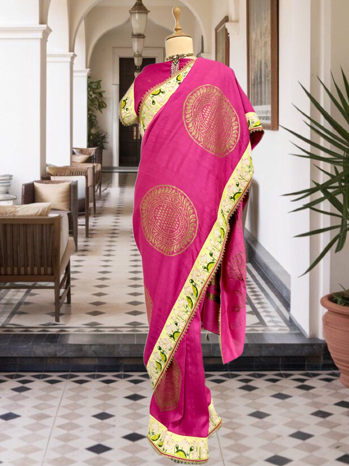 Moksha Pink Matka Georgette Saree