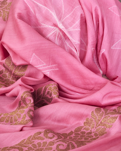 Shehzadi Pink Shibori Matka Georgette Saree