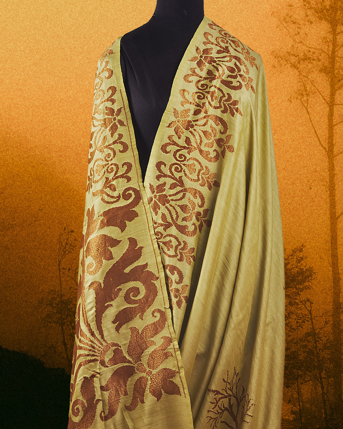 Chinar Mint Green Matka Georgette Border Saree