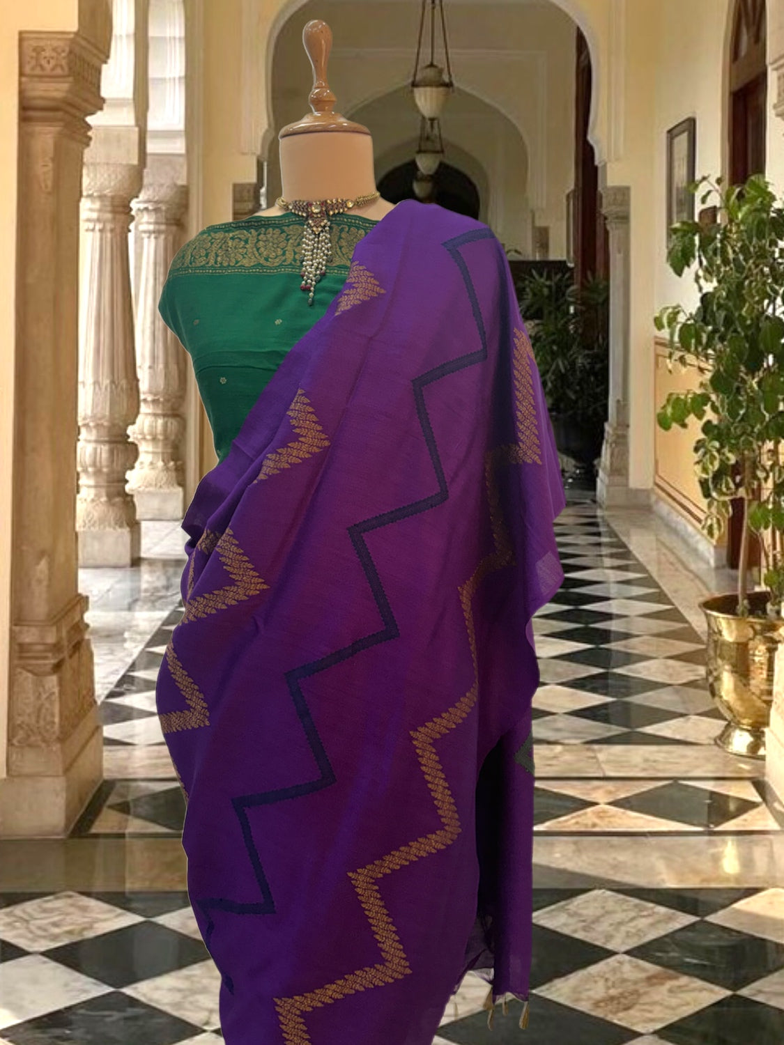 Tamara Purple Chevron Matka Georgette Saree
