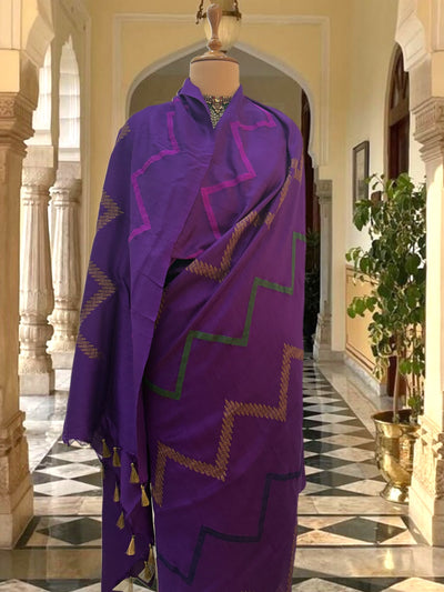 Tamara Purple Chevron Matka Georgette Saree