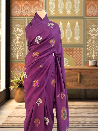 Saptashrungi Purple Matka Georgette Saree