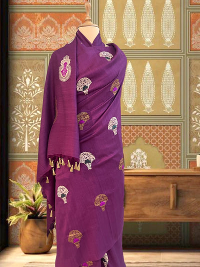 Saptashrungi Purple Matka Georgette Saree
