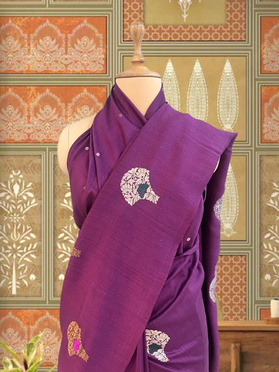 Saptashrungi Purple Matka Georgette Saree