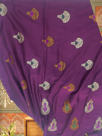 Saptashrungi Purple Matka Georgette Saree
