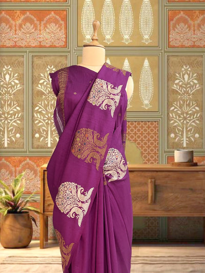 Kalpataru Purple Matka Georgette Saree