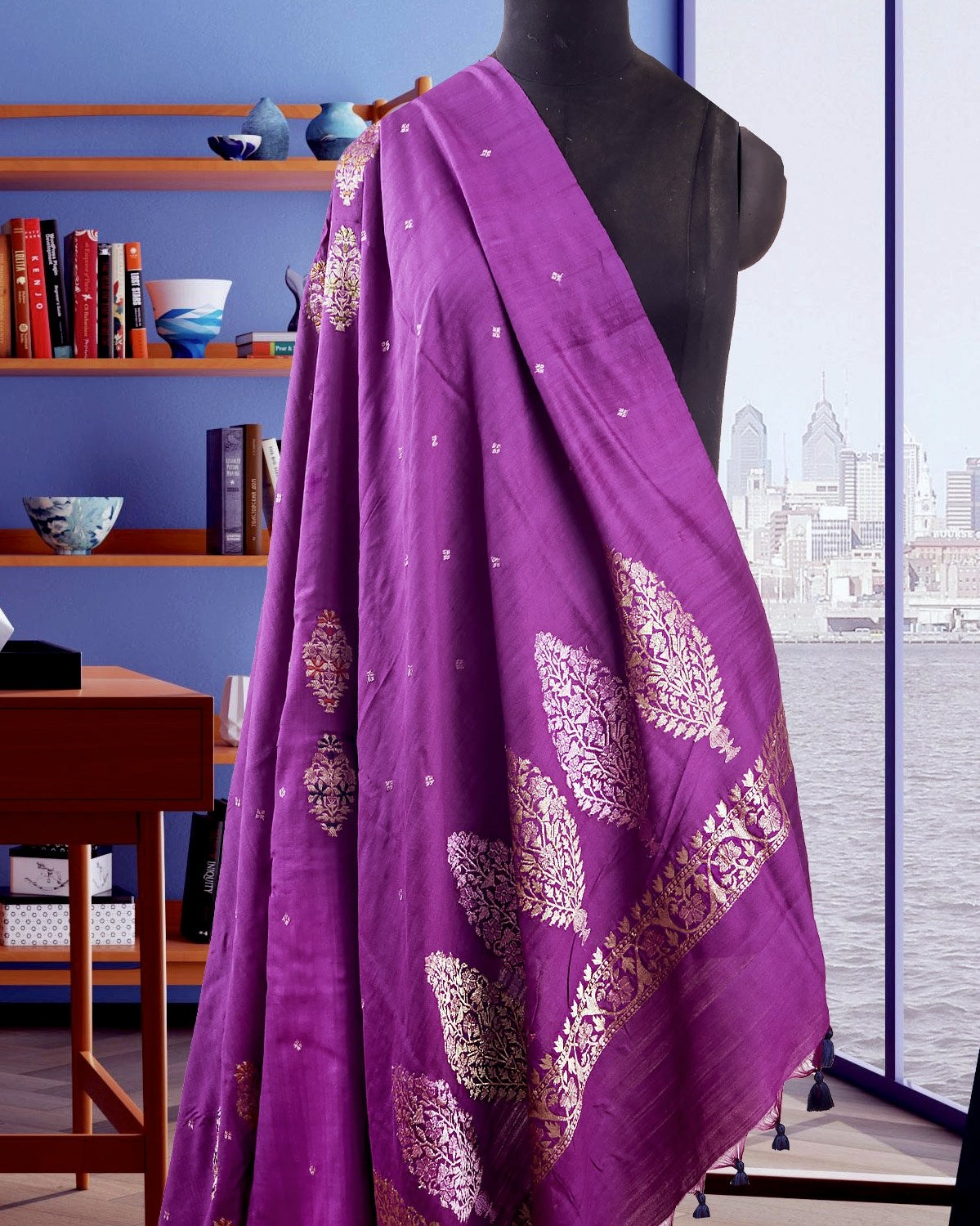 Kaushiki Purple Matka Georgette Saree