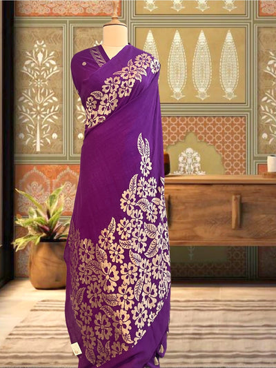 Mandapa Purple Matka Georgette Saree