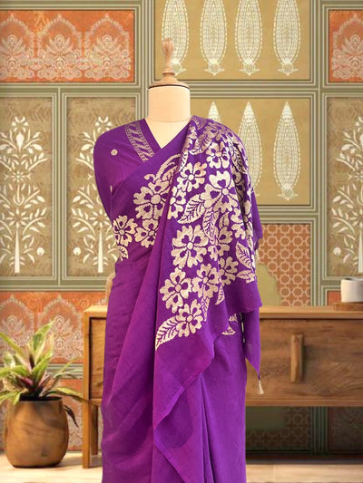 Mandapa Purple Matka Georgette Saree