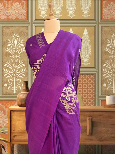 Mandapa Purple Matka Georgette Saree